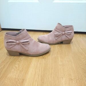 Pink Ankle Boots with Bow Detail